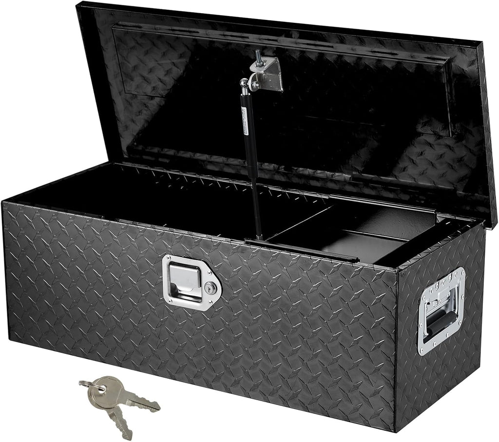 GarveeTech 30' Truck Bed Tool Boxes,Heavy Duty Aluminum Truck Toolboxes with Sliding Shelf,Waterproof Storage Tool Box Chest Box Organizer for Pickup,Truck Bed,RV,Trailer,Black
