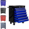 Rolling Tool Chest, 7-Drawer Tool Cabinet with Wheels, Heavy-Duty Steel Tool Storage Cabinet, Lockable Tool Box on Wheels for Garage & Workshop, Black&Blue