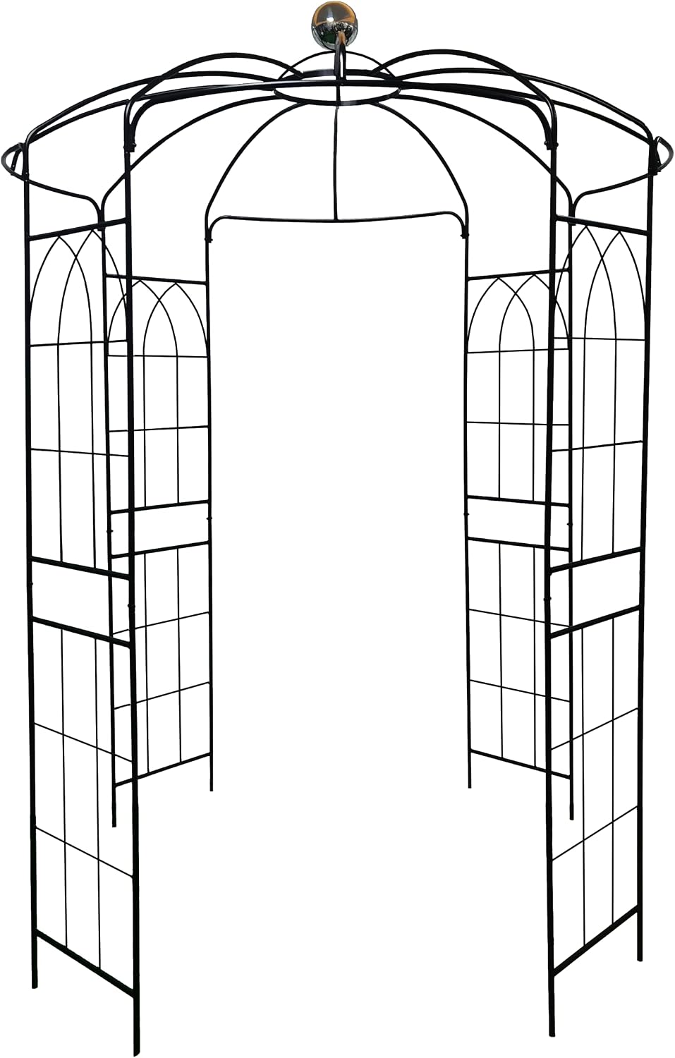 Metal Outdoor Garden Arch Iron Arbors Gazebo with Powder Coating Surface Treatment,High Birdcage Shape Pergola Pavilion,W/Screws,for Wedding Ceremony,Yard,White,81.3'x 114.2'