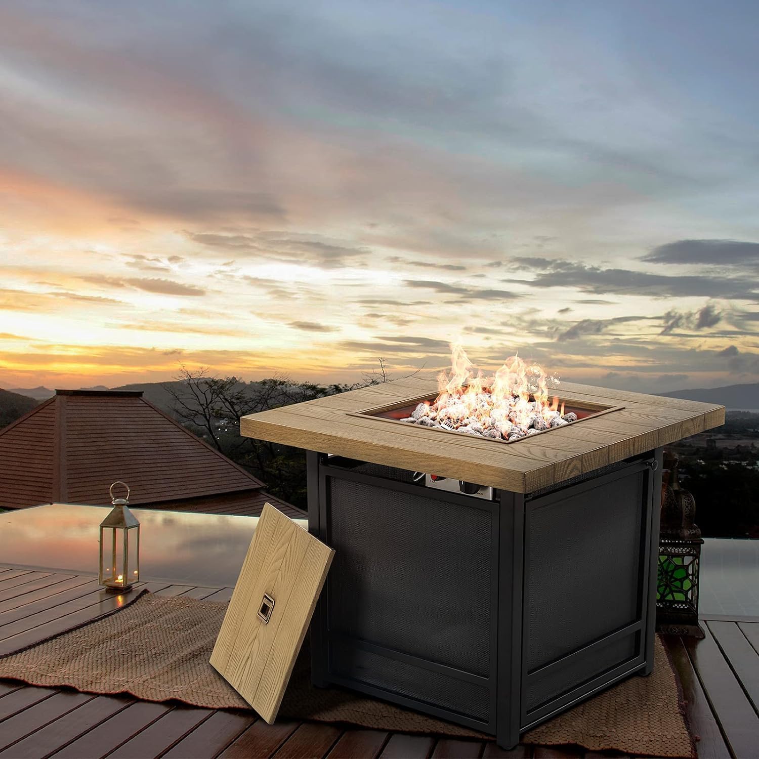 Grand Patio Outdoor 29 Inch 50,000 BTU Propane Gas Fire Pit Table (Brown, 29 Inch)