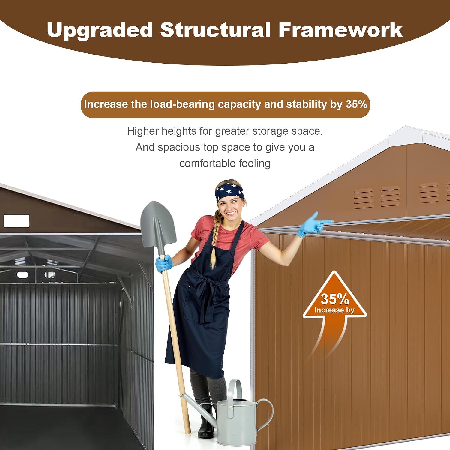 Outdoor Storage Shed, Heavy-Duty Metal Steel Shed with Windows, Lockable Door & Ventilation, Weatherproof Garden Shed for Backyard, Lawn, and Tool Storage (10x12 FT)