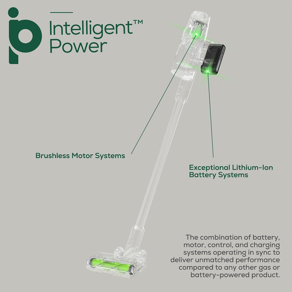 Greenworks 24V Deluxe Brushless (500W) Cordless Stick Vacuum, Ultra Lightweight, LED Lights, 4Ah USB-C Battery and 30-Minute Super Charger Included (White)