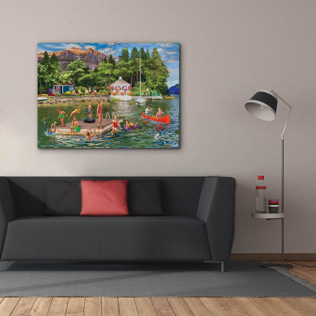 Epic Graffiti 'Gazebo Lake' by Bigelow Illustrations Canvas Wall Art, 54' x 40'