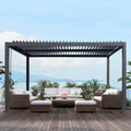 10'x 13' Patio Louvered Pergola Canopy Modern Aluminum Pergola with Adjustable Roof Rainproof Gazebo for Outdoor BBQ Deck Yard Lawn and Garden Deep Grey Hardtop Gazebo (10x13FT)