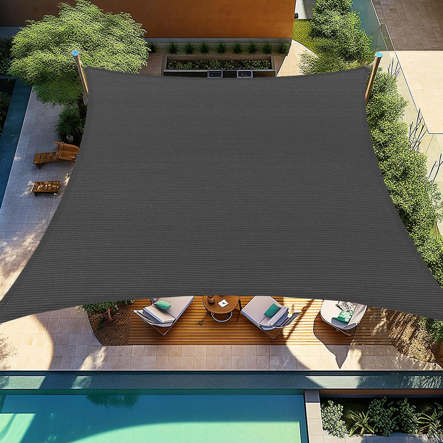 Shade&Beyond Custom 06'x10' Sun Shade Sail Canopy Rectangle UV Block Breathable Curved Sunshade for Backyard Yard Deck Outdoor Facility and Activities, Dark Grey (We Make Custom Size)