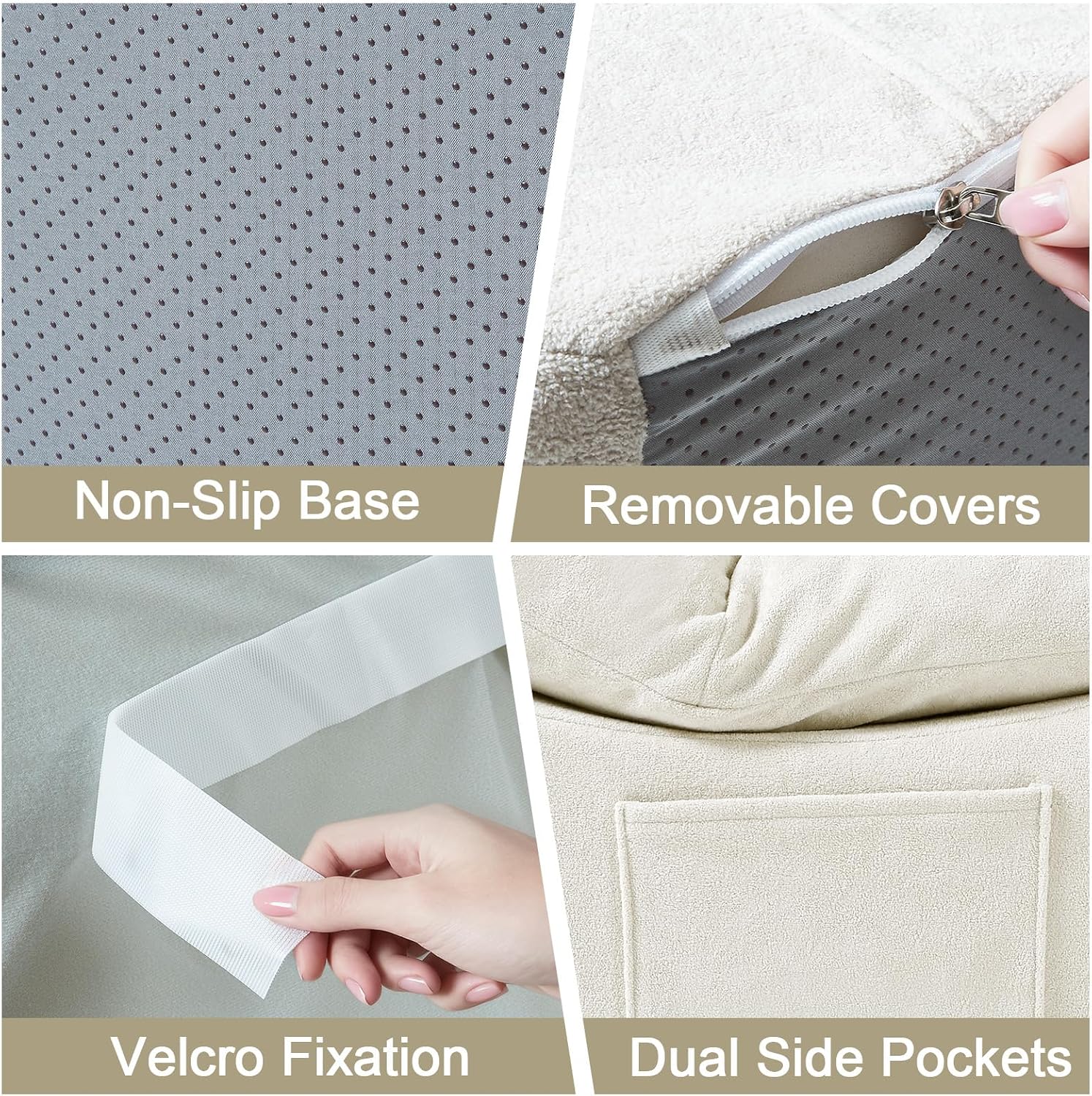 Set of 3 Bean Bag Chairs for Adults, Boneless Lounge Chair, Anti Cat Scratch Fabric with Machine Washable, Beanbag Chair for Bedroom, Floor Couch Living Room, Bedroom, Reading Corner (Beige)