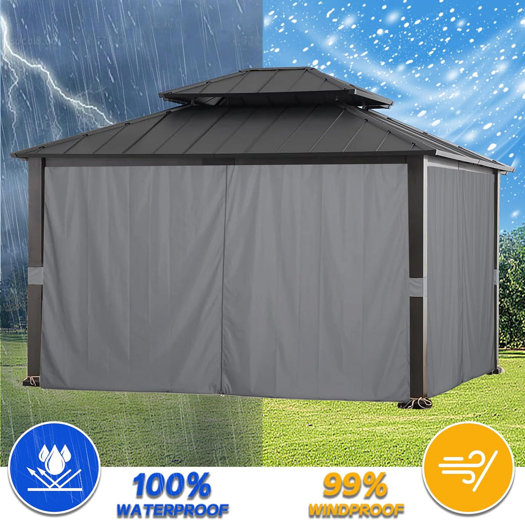 SCOCANOPY Gazebo 10' x 12' with Zipper 4-Panels Side Wall Universal Replacement Privacy Curtain Set Fit for 10X12 Ft Gazebo, (Burgundy)