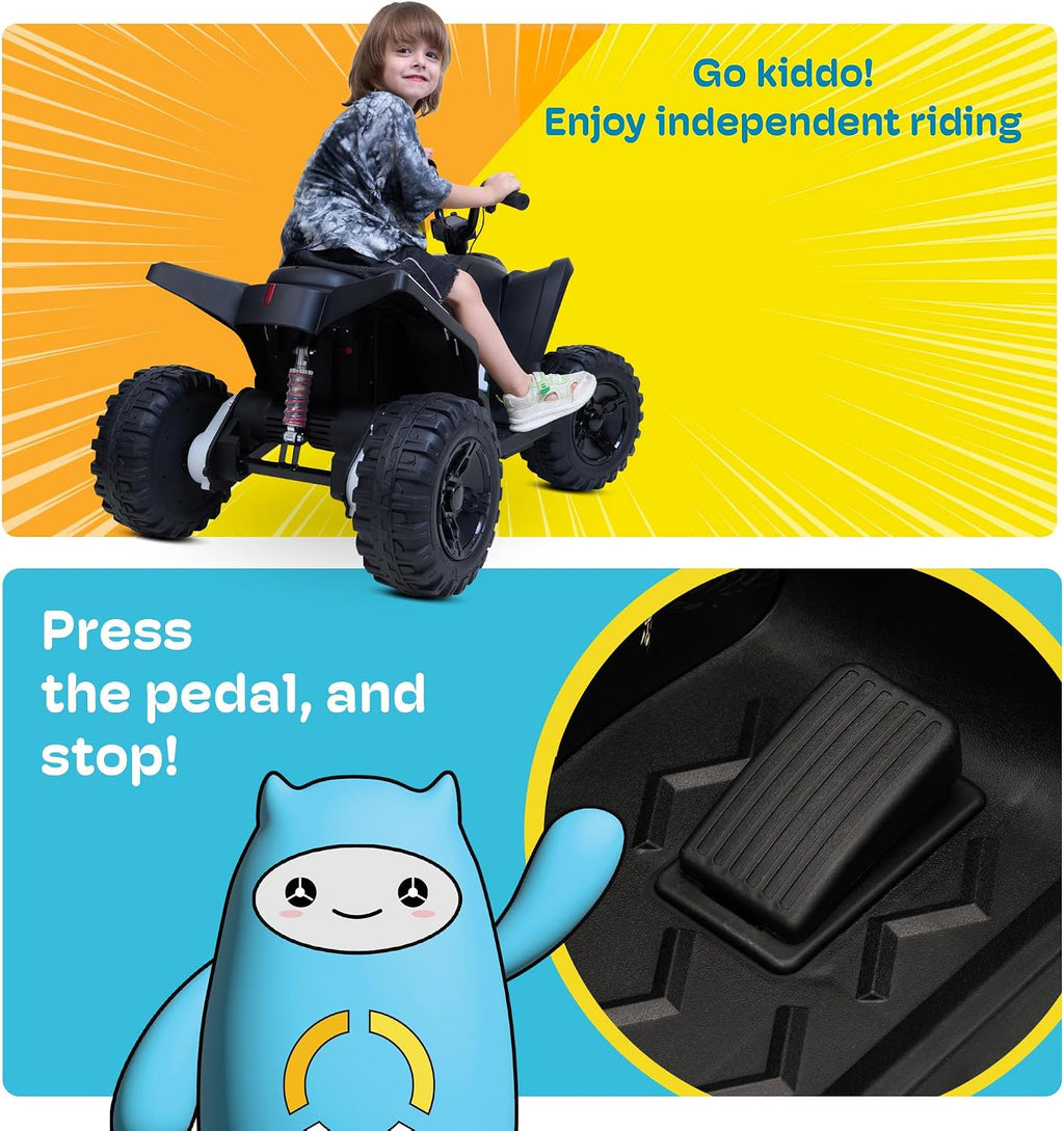 Kidzone 12V Electric Ride on ATV for Kids 3-8 Years, Battery Powered 4-Wheeler with LED Headlights, Rear Suspension, Forward/Reverse, up to 3.7 MPH, 88 lb Capacity, Forest