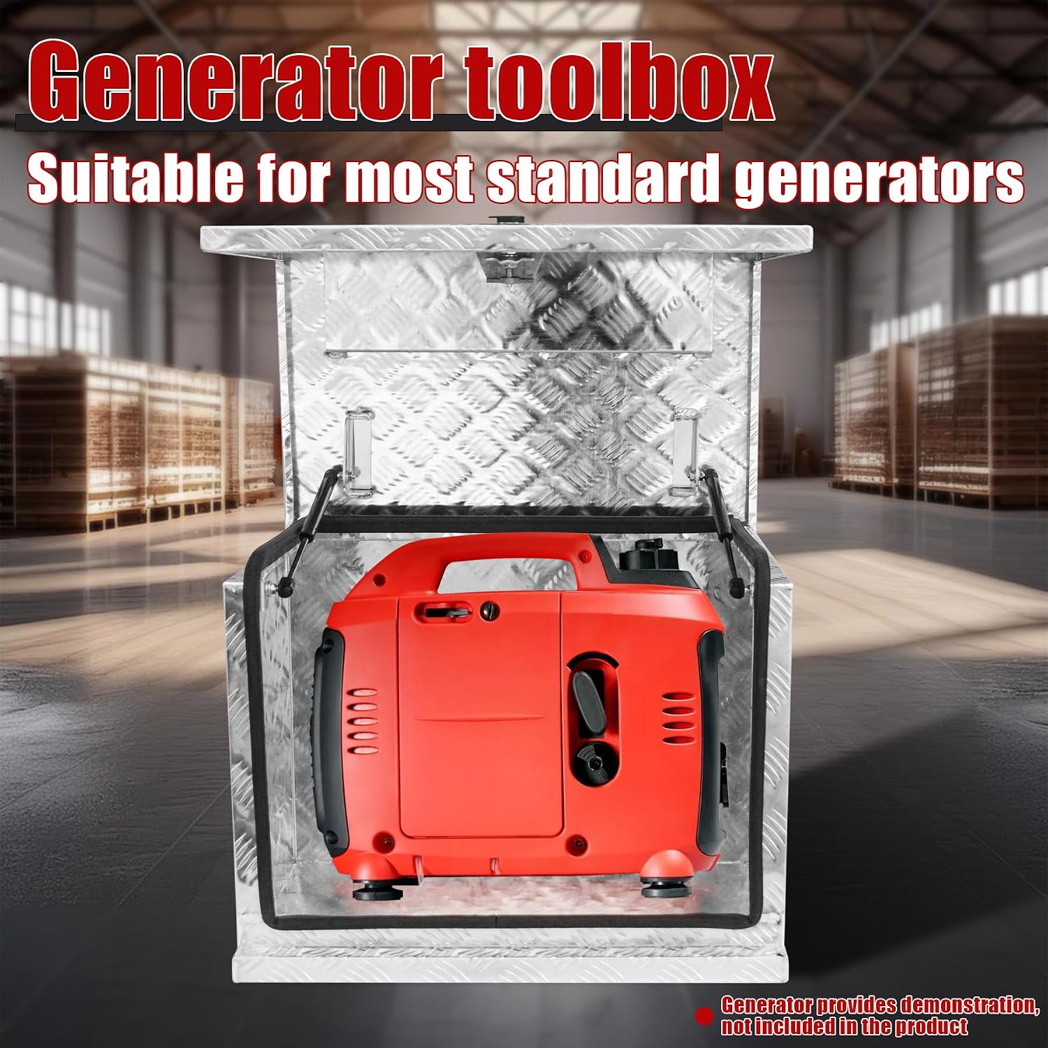 29.5x19.7x23.6 Inch Aluminium Generator Toolbox Heavy Duty Generator Storage Box Fully Sealed with Lock and Keys suitable for RV Garage