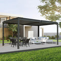 Domi 10' x 16' Outdoor Pergola Aluminum Louvered Pergola with Adjustable Roof, Aluminum Frame, Efficient Drainage System for Patio, Deck, Garden (Gray)