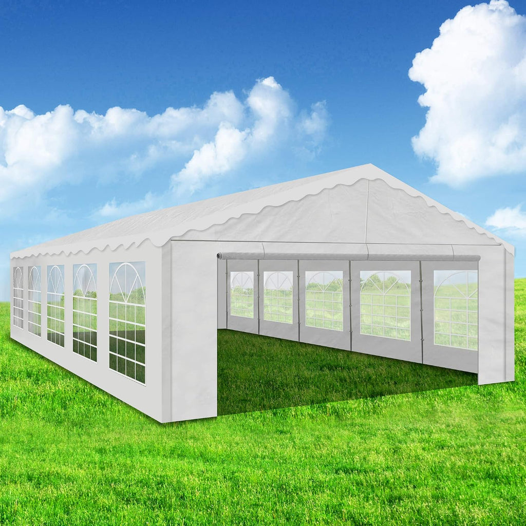 AMERICAN PHOENIX Party Tent 16x32 ft Heavy Duty Canopy Shelter for Wedding Event Fair Roof with Removable Sidewalls and Windows White (16x32 - PE/White)
