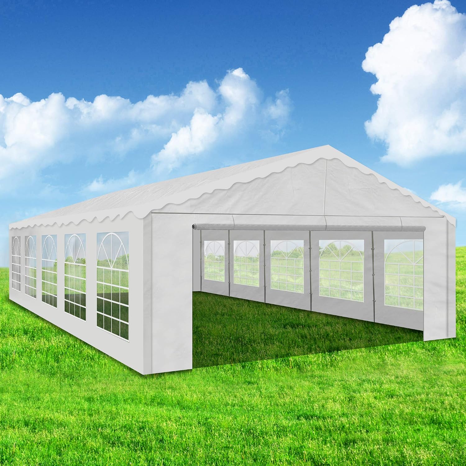 AMERICAN PHOENIX Party Tent 16x32 ft Heavy Duty Canopy Shelter for Wedding Event Fair Roof with Removable Sidewalls and Windows White (16x32 - PE/White)