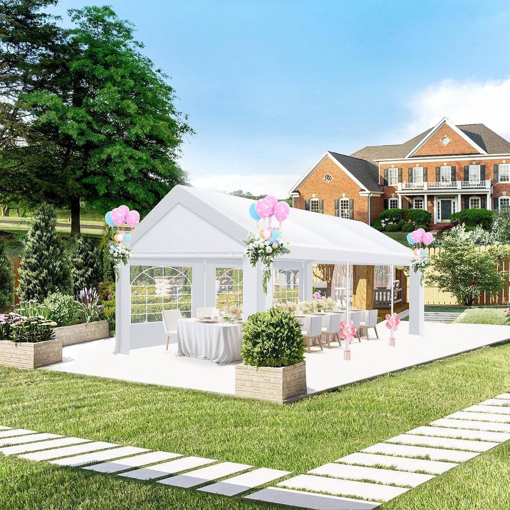 COBIZI Party Tent 10x20 Heavy Duty, 10x20 Canopy with Removable Sidewalls & 4 Built-in Sandbags, Commercial Wedding Large Tent, UV 50+, Waterproof, White