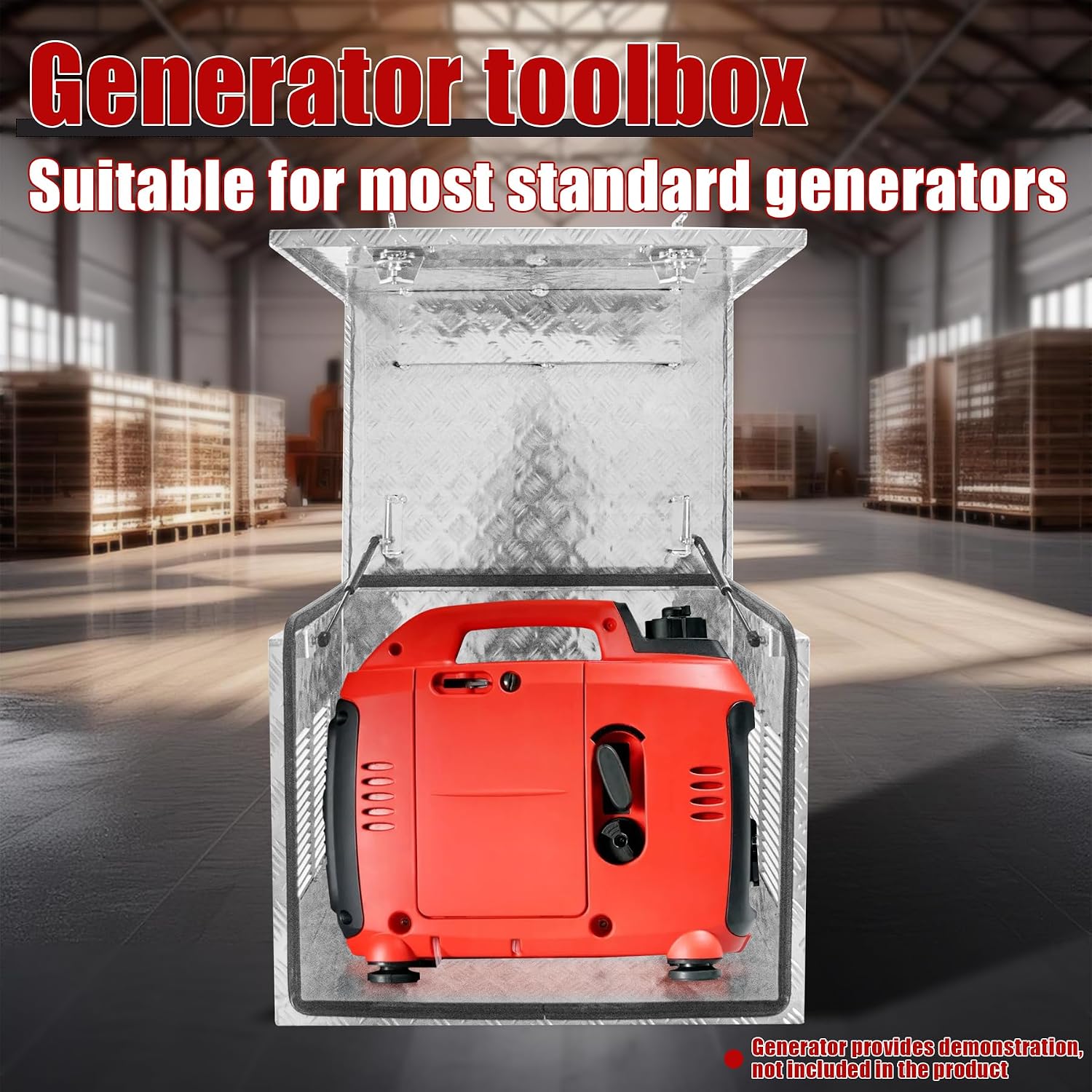 30x23x23 Inch Aluminium Generator Toolbox Heavy Duty Generator Storage Box with Ventilation grille with Lock and Keys suitable for RV Garage