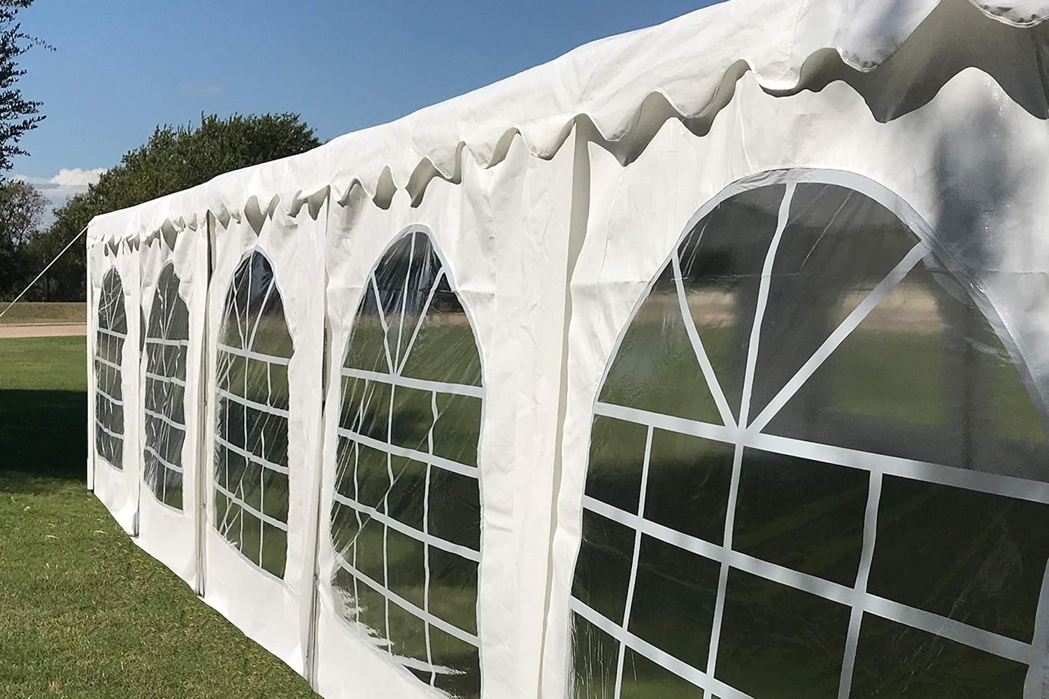 DELTA 32'x20' Budget PE Party Tent + (2) Long Bags + (2) Short Bags, for Parties, Large Canopy Carpas para Fiestas, Big Wedding Party Event Tents with Waterproof Top for Patio Outdoor Garden Events