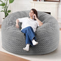 HABUTWAY 6FT Bean Bag Chair,Giant Bean Bag Chairs for Adults,Big Bean Bags with Memory Foam Filled, Large Beanbag Chairs with Chevron Plush Cover-Grey