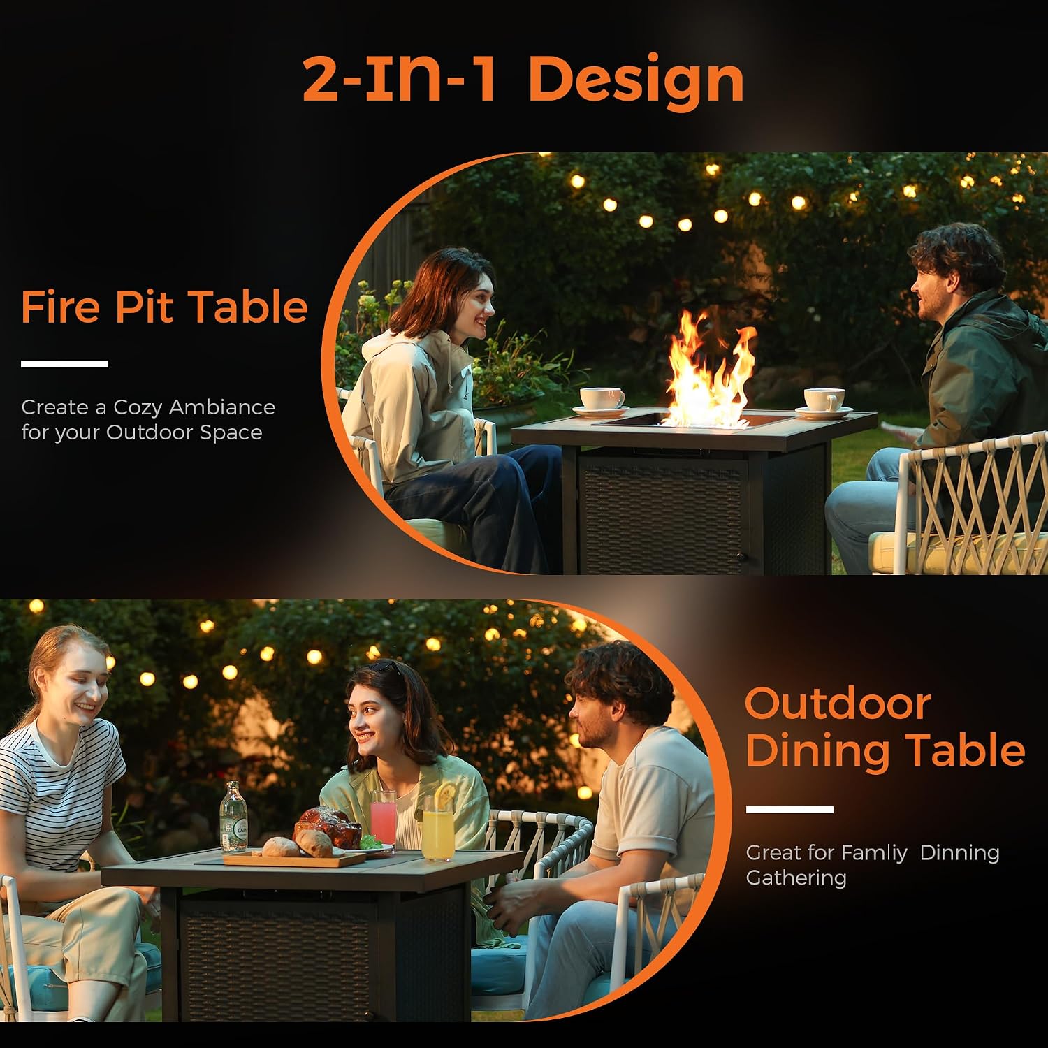 BALI OUTDOORS 50000 BTU Propane Fire Pit for Outdoor, 30 in Fire Pit Table Outdoor, Square Firepits for Outside Backyard, Patio