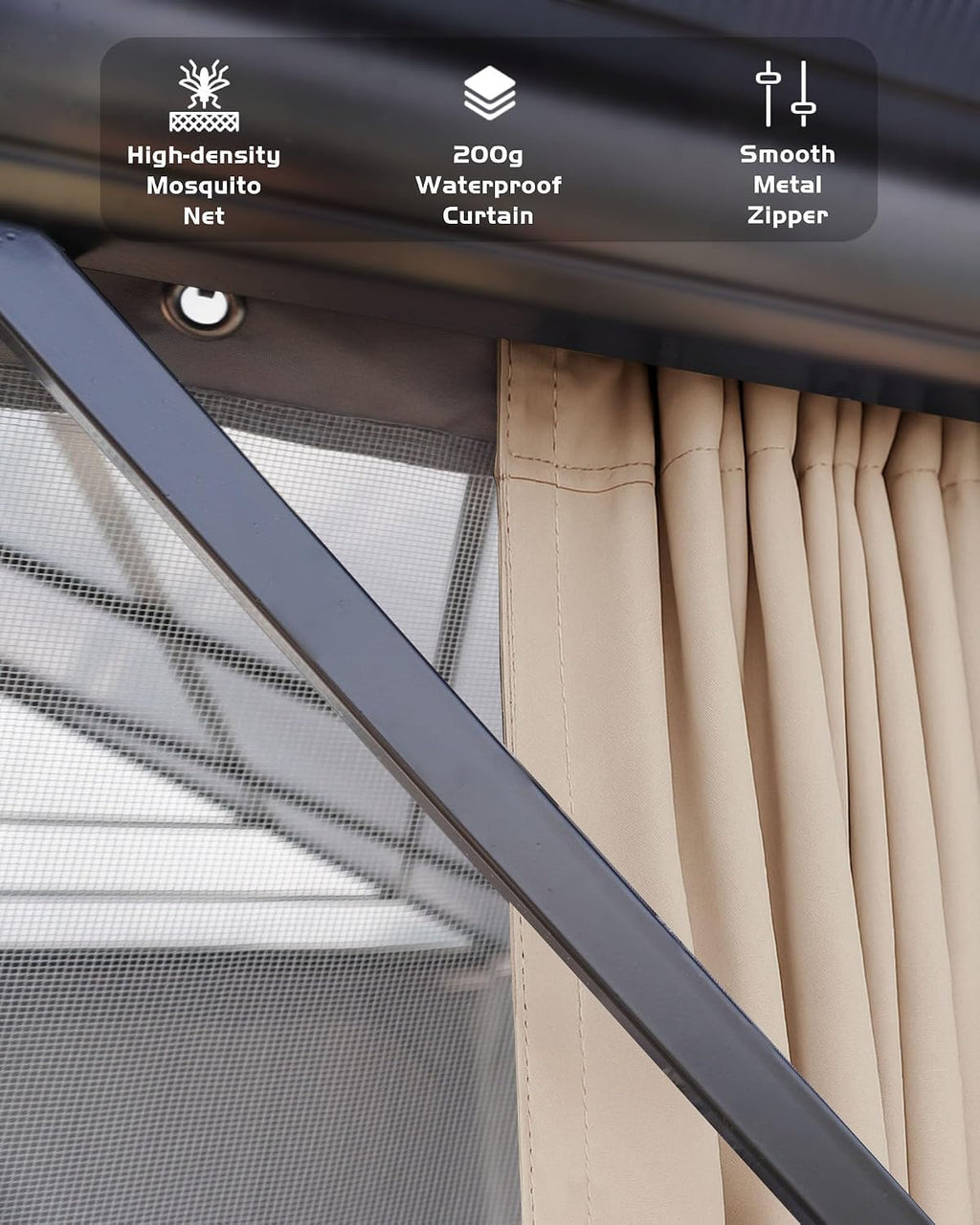 Takywep 12x16Ft Hardtop Gazebo, Heavy Duty Gazebo with Curtains and Netting, Outdoor Gazebo with Double Metal Roof, Shade Canopy with Aluminum Frame, for Deck, Backyard, Lawn, Garden