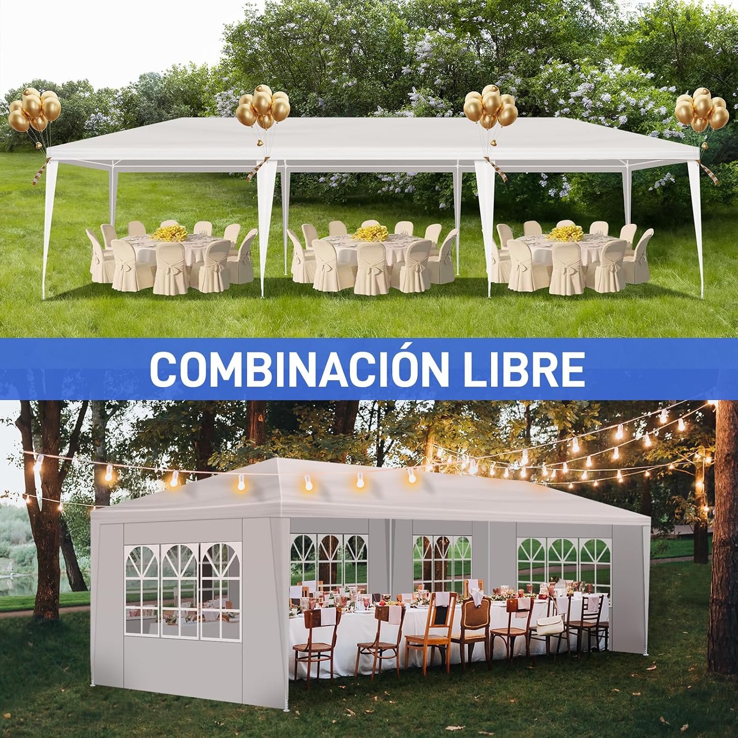 Outdoor Party Tent Wedding Birthday Tents for Parties Canopy Tent with Removable Sidewalls & Transparent Windows Outside Gazebo Event for Garden Patio and Backyard (10'x30'/5 Sidewalls)