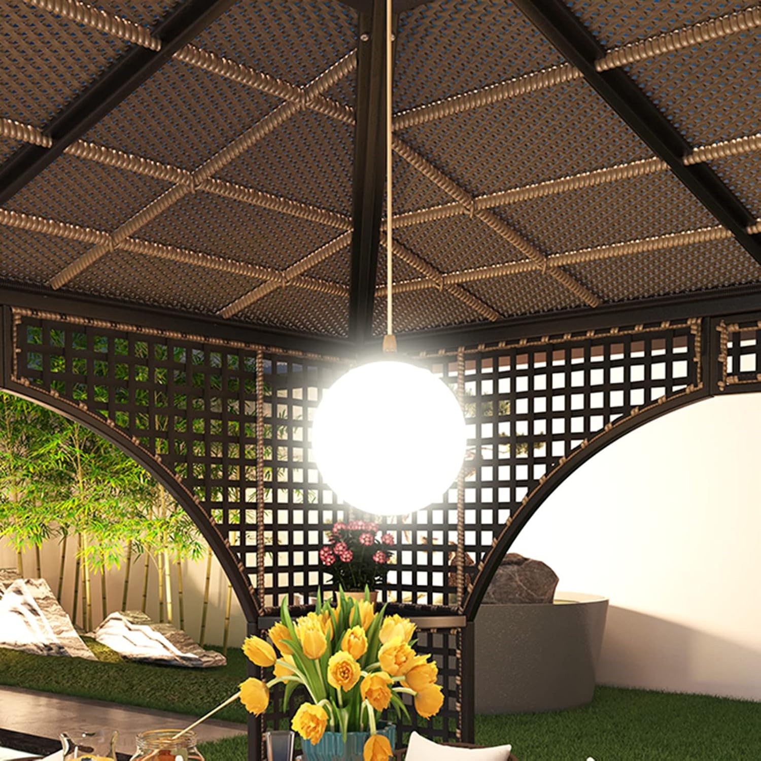 MARURY New Chinese Style Pavilion, Modern Pavilion, Hardtop Gazebo, Outdoor Pavilion Courtyard Outdoor Sunshade Garden Villa Leisure Canopy for Backyard, Patio, Garden