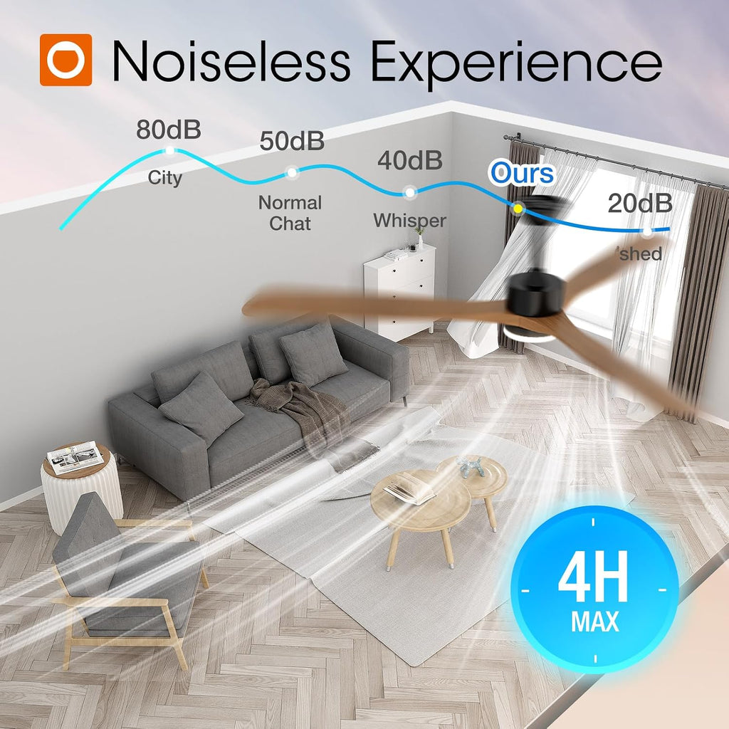 addlon 72 inch Ceiling Fans with Lights and Remote Control, Reversible, 3 Wood Blades, 6 Speeds, 3CCT Dimmable, Noiseless, Indoor/Outdoor Black Walnut Ceiling Fan for Bedroom Living Room Gazebo Patio