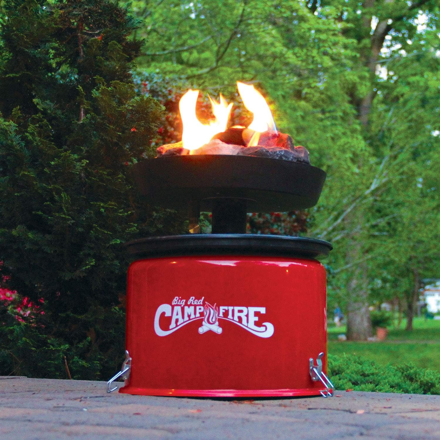 Camco 13.25 Inch Big Red Campfire Compact Outdoor Portable Tabletop Propane Heater Fire Pit Bowl for Camping, Tailgating, and Patios, Red