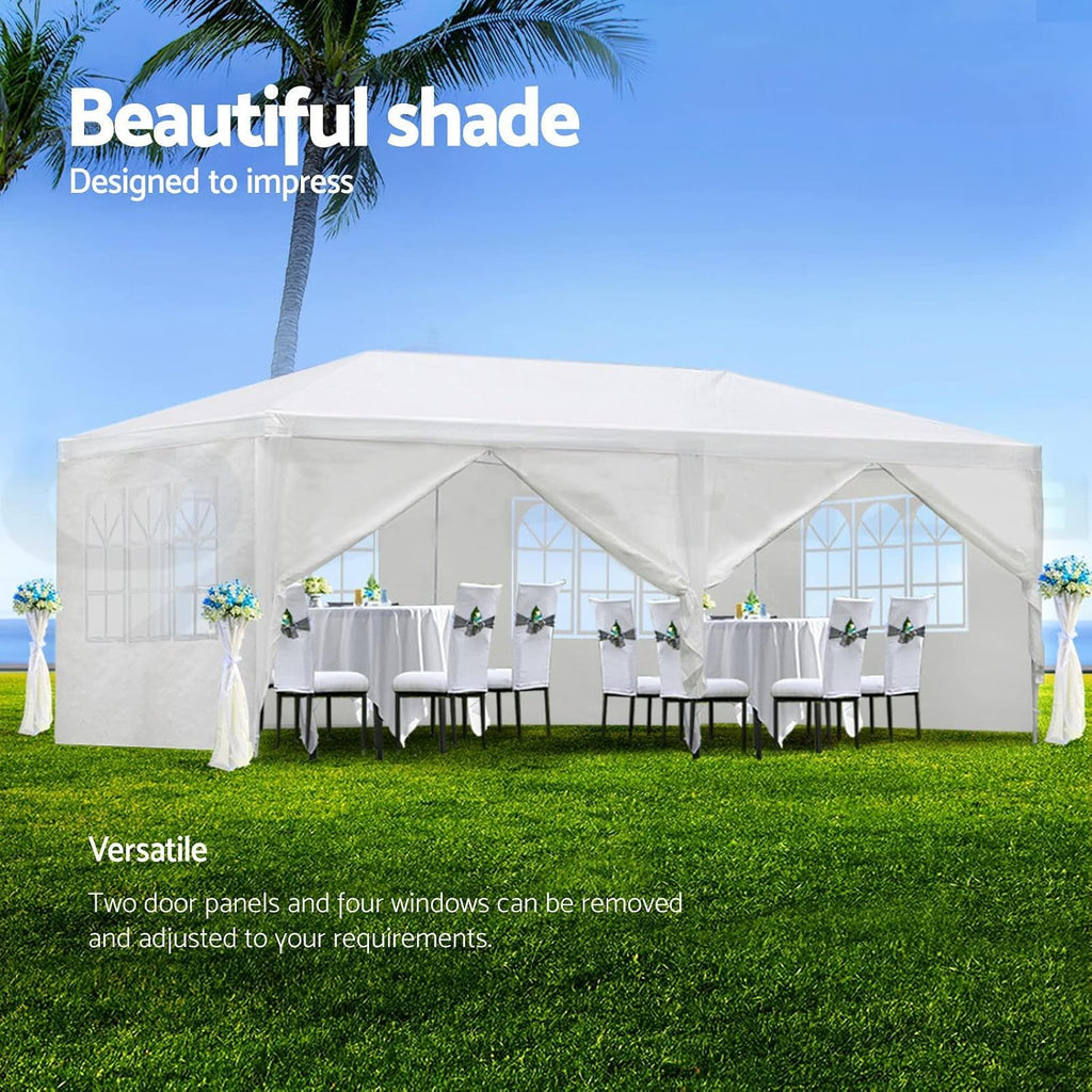 10'X20' Outdoor Party Tent, Wedding Canopy Tent with 6 Removable Sidewalls, Waterproof Gazebo Shelter for Parties BBQ Events, White