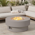 32.5 inch Outdoor Propane Fire Pit Table, 50000 BTU Round Patio Fire Pit Table with Lid, Waterproof Cover, 10ft Gas Hose & Gas Tank Base, Lava Rocks, CSA Certified, Grey
