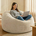 Codi Beige Grayish Large Bean Bag Chair for Adults, Comfy 4 FT Beanbag Chairs with Filler Included - Machine Washable & Removable Cover, Premium Shredded Foam