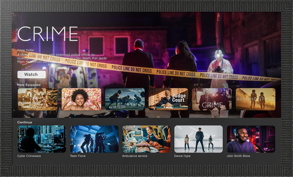 ArtToFrames Framed TV for Samsung Frame TV 85 inch. This 3.25 inch Wide Frame is Obsidian Echo Glossy Black Scallop Carved and is Compatible with the the FrameTV and Pro (Fits 2021-2025 FrameTV, 85 inch) WOMTV-8133496-25.4375x44.3125_ST