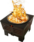 Fire Beauty Fire Pit with Stand,Smokeless Wood Burning Firepit with Ash Pan,Portable Outdoor Firepit with Cooking Grate & Poker for Camping,Backyard|L:23''xW:23''xH:19'',28.6lbs