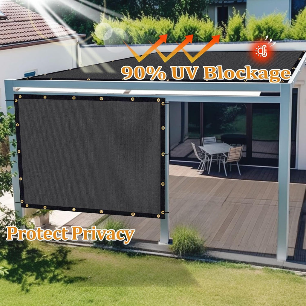 Shade&Beyond Customized Size 12' X 16' Shade Cloth with Grommets, 90% UV Protection Pergola Shade Cover Mesh Tarp Sun Screens for Patio GN08, Dark Gray