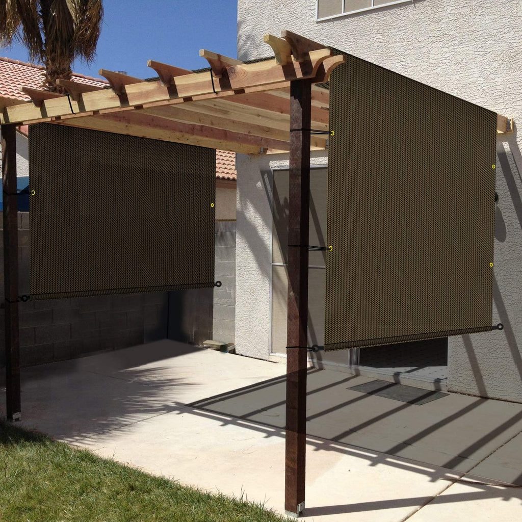 Windscreen4less 11'x4' Outdoor Pergola Replacement Shade Cover Canopy for Patio Privacy Shade Screen Panel with Grommets on 2 Sides Includes Weighted Rods Breathable UV Block Brown-Customized