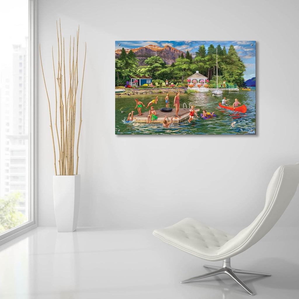 Epic Art 'Gazebo Lake' by Bigelow Illustrations Acrylic Glass Wall Art, 36' x 24'