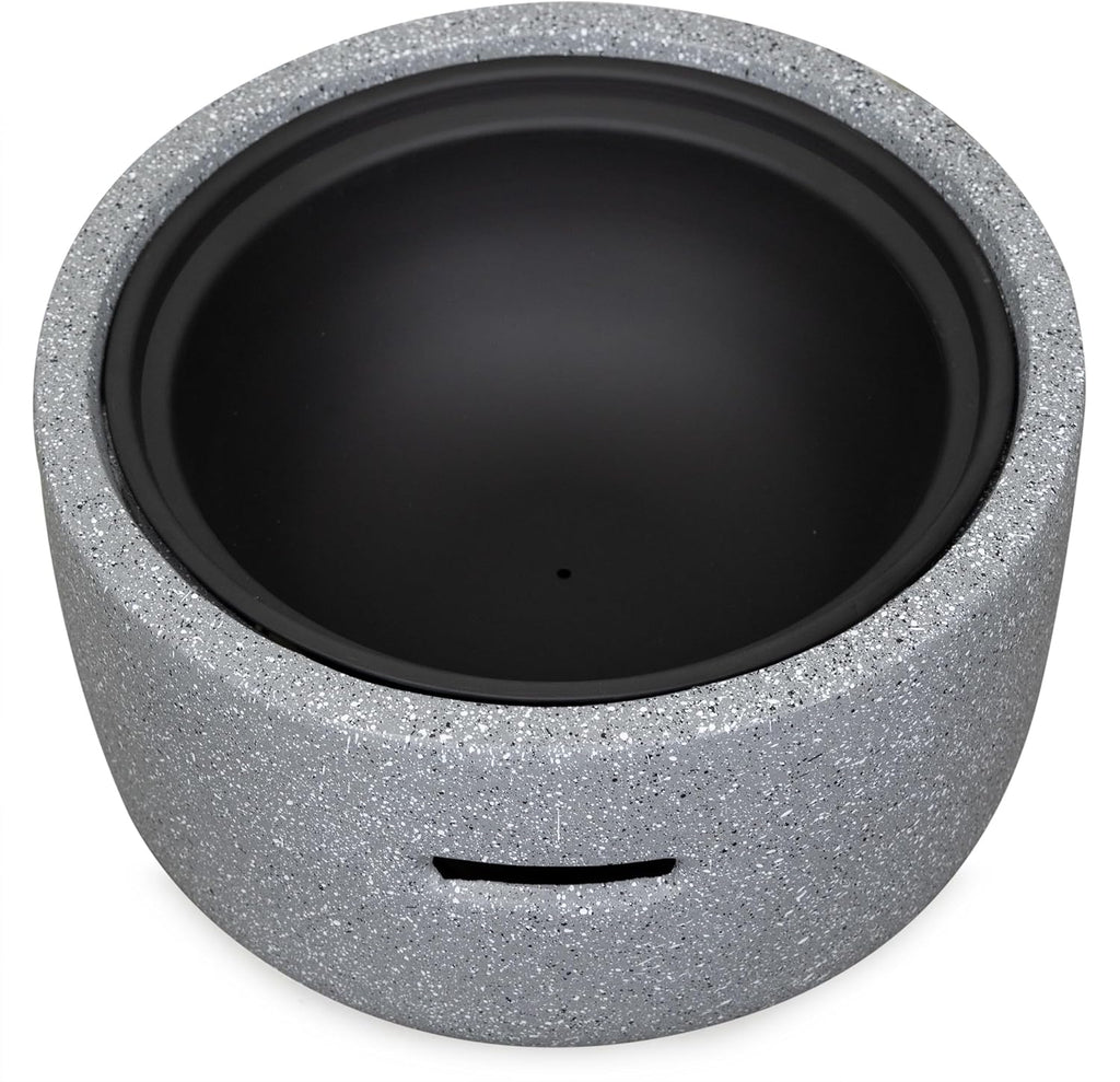 Alpine Corporation QFC334 Contemporary Gray Woodburning Firepit with Lid & Wood Poker, Decor for Patio & Deck, 16' H, Gray