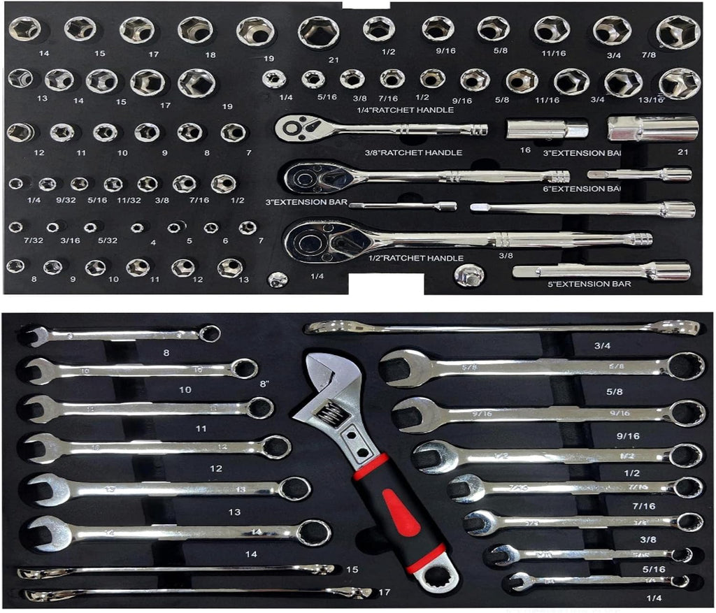 Campfun 439PCS Tool Set, Mechanic Tool Set for Home, Tool Box Set 4-Tier Socket Wrench Ratchet Plier Nails, Home Tool Set Mechanics Kit with 3 Drawers Organizer for Adults Man Handyman, Red