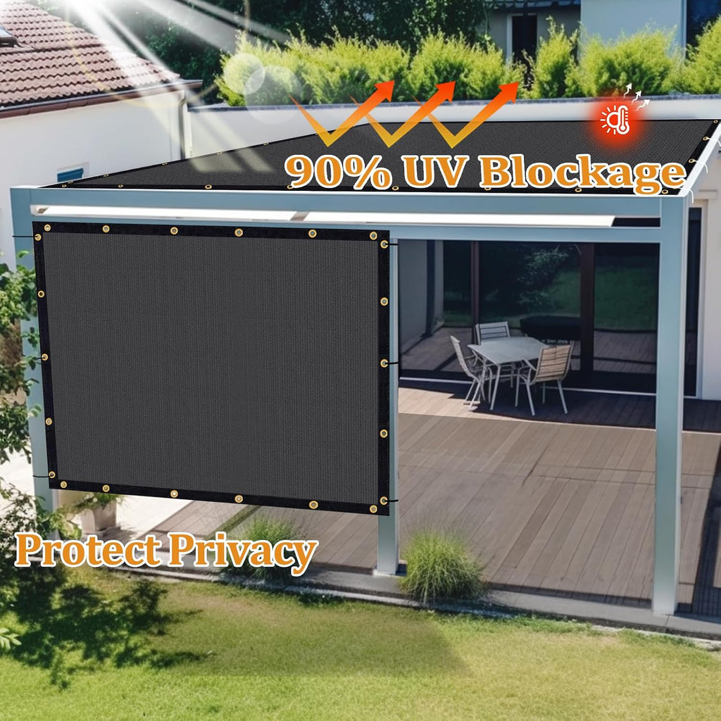 Shade&Beyond Customized Size 12' X 16' Shade Cloth with Grommets, 90% UV Protection UV Protection Mesh Tarp Sun Screens for Patio GN05, Dark Gray