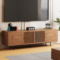 70.87' Mid Century Modern TV Stand, Walnut Media Console for 70 Inch TVs, Entertainment Cabinet with 4 Storage Compartments for Living Room or Bedroom