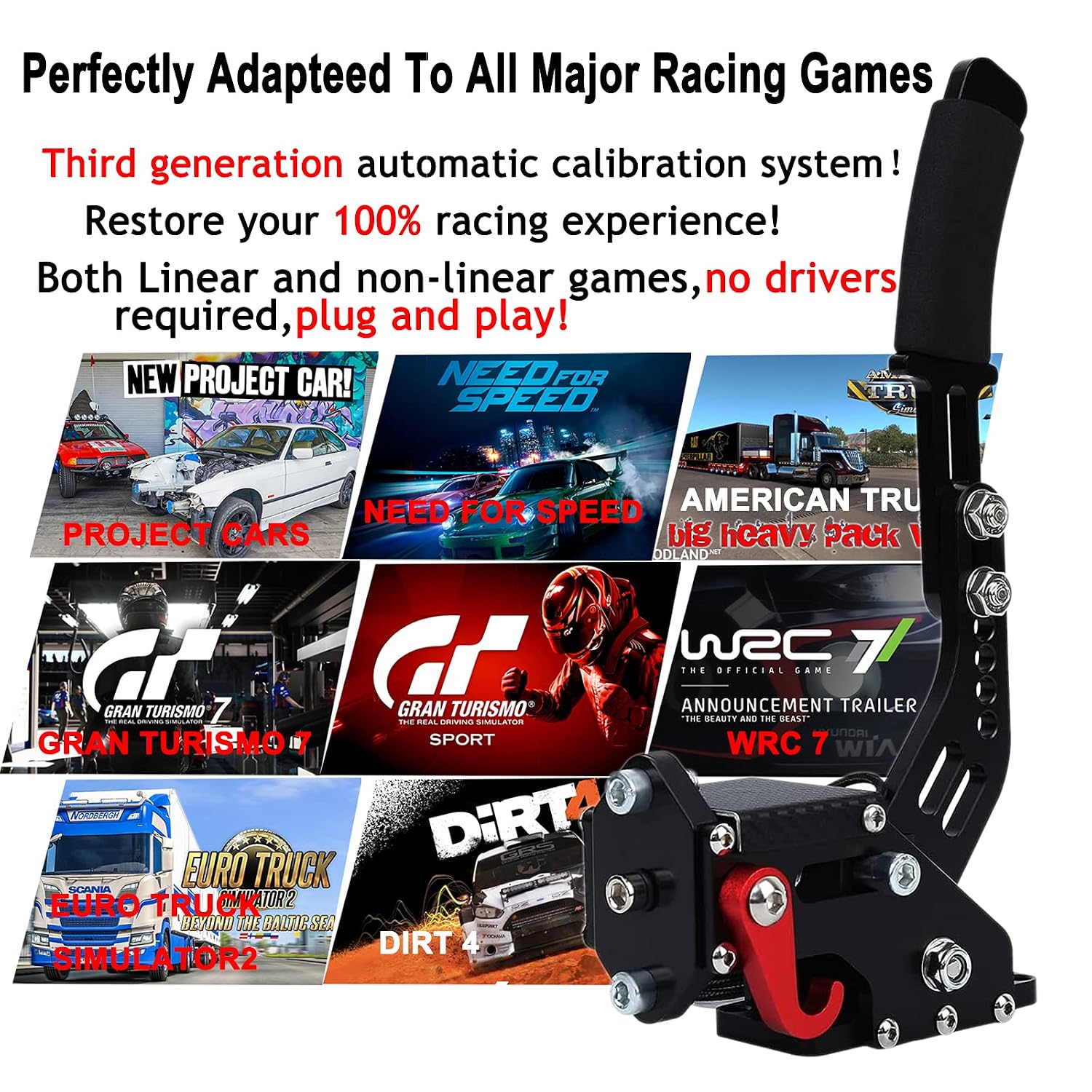 Obokidly Upgrade USB Handbrake Support G920 Compatible With XBOX ONE/XBOX ONE S For Simracing Game Sim Rig With Clamp Also Suitable For PC (Black)