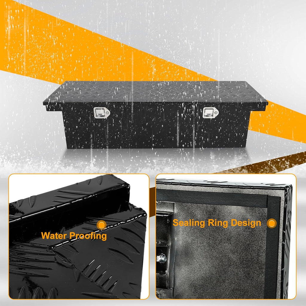 Crossover Tool Box Deep 14' H x 20' D x 60' L Waterproof Lockable Aluminum Black Truck Storage Box Compatible with Chevy Colorado,Ford Ranger,GMC Canyon（For Mid-Size Trucks