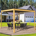 Domi Outdoor Pergola 10' x 10' Aluminum Louvered Pergola with Adjustable Roof, Wood Grain Aluminum Frame, Efficient Drainage System for Patio, Deck, Garden