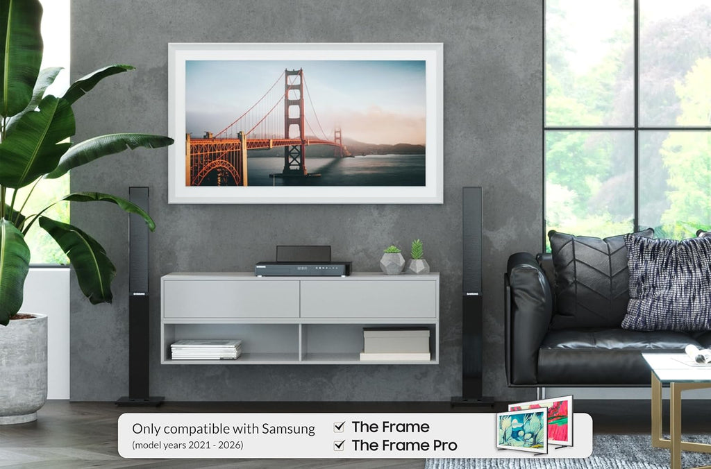 Pure White Prismatic 50' Alloy Deco TV Frame - Compatible ONLY with Samsung The Frame TVs (Fits 2021-2026, LS03A, LS03B, LS03C, LS03D, LS03FA)