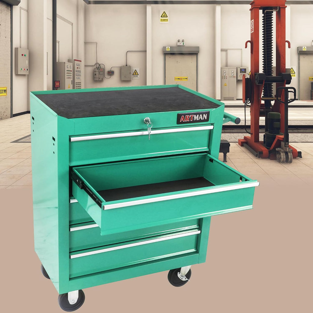 5 Drawers Rolling Tool Chest Cart ,24.2*12.9*29.9'Tool Storage Cabinet With 4 Wheels.Portable Tool Cabinet Trolley With Locking System and Drawer Liners.Tool Storage Cart for Garage,Workshop