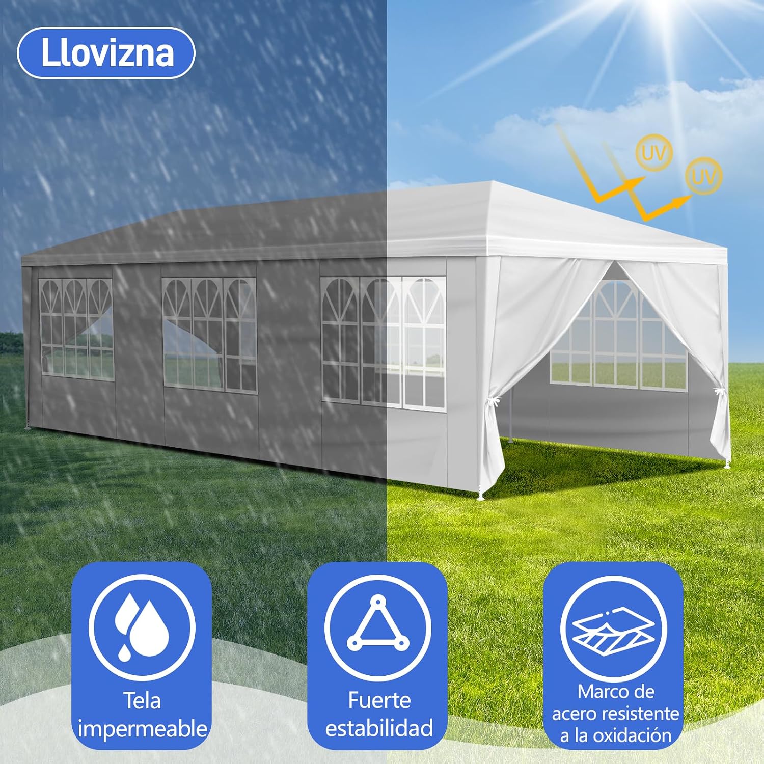 Outdoor Party Tent Wedding Birthday Tents for Parties Canopy Tent with Removable Sidewalls & Transparent Windows Outside Gazebo Event Tent for Garden Patio and Backyard (10'x30'/8 Sidewalls)