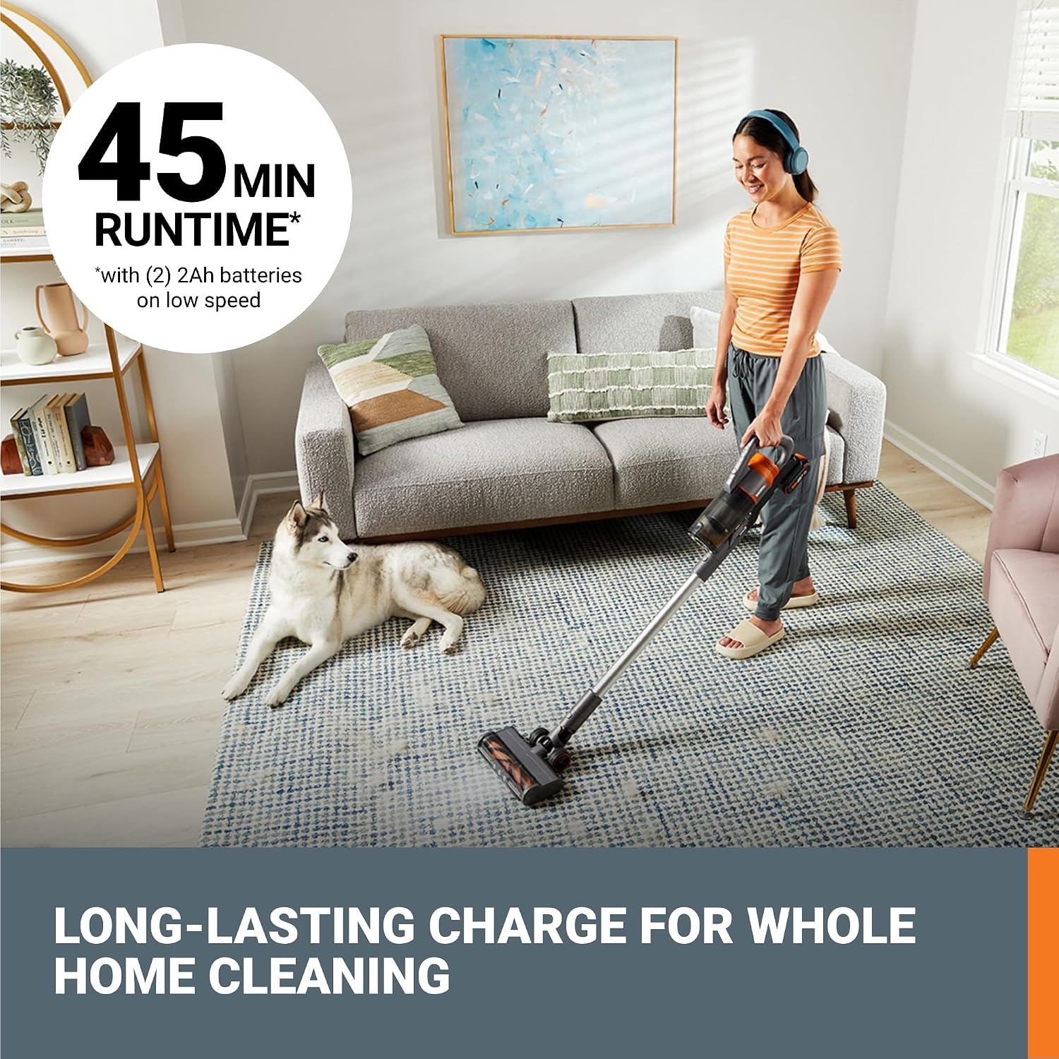 WORX 20V Cordless Stick Vacuum WX038L.1, Powerful Cordless Vacuum Cleaner 25Kpa High Suction for Pet Hair, Lightweight Handheld Vacuum Cleans Floors Carpet Car – Battery & Charger Included