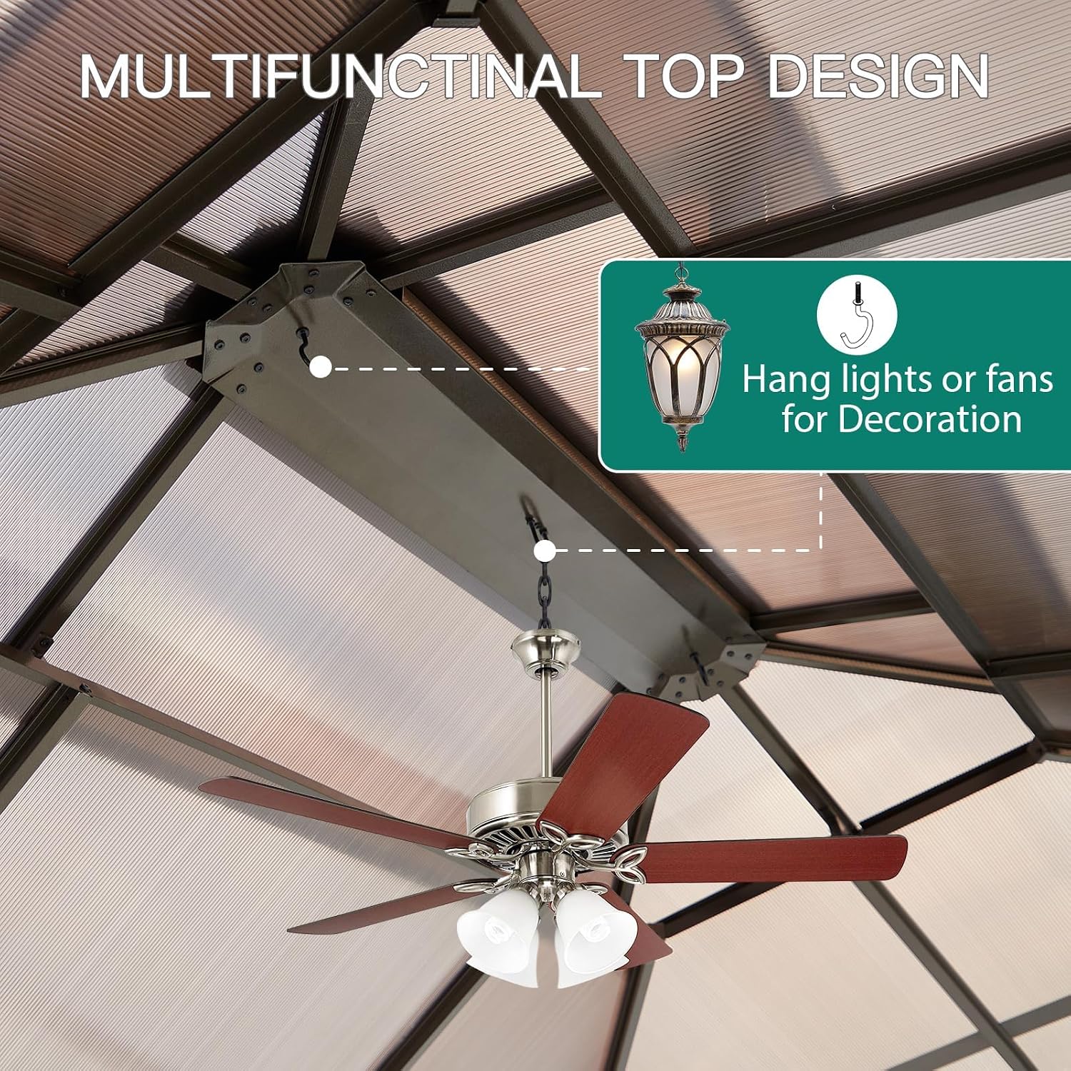 12'x10' Aluminum Permanent Hardtop Gazebo with Double Roof, Includes Removable Curtains & Mosquito Netting for Patio, Garden, and Backyard Use