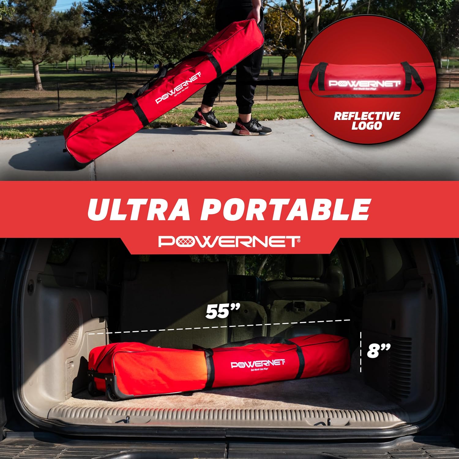 PowerNet Soccer Goal for Backyard, 3Mx2M / 6x4 / 8x4 / 12x6 / 14x7 /18.5x6.5 / 21x7 / 24 x 8 Portable Soccer Net, Sports & Outdoors Training Equipment, Quick Setup 1 Goal & Zipper Storage Bag