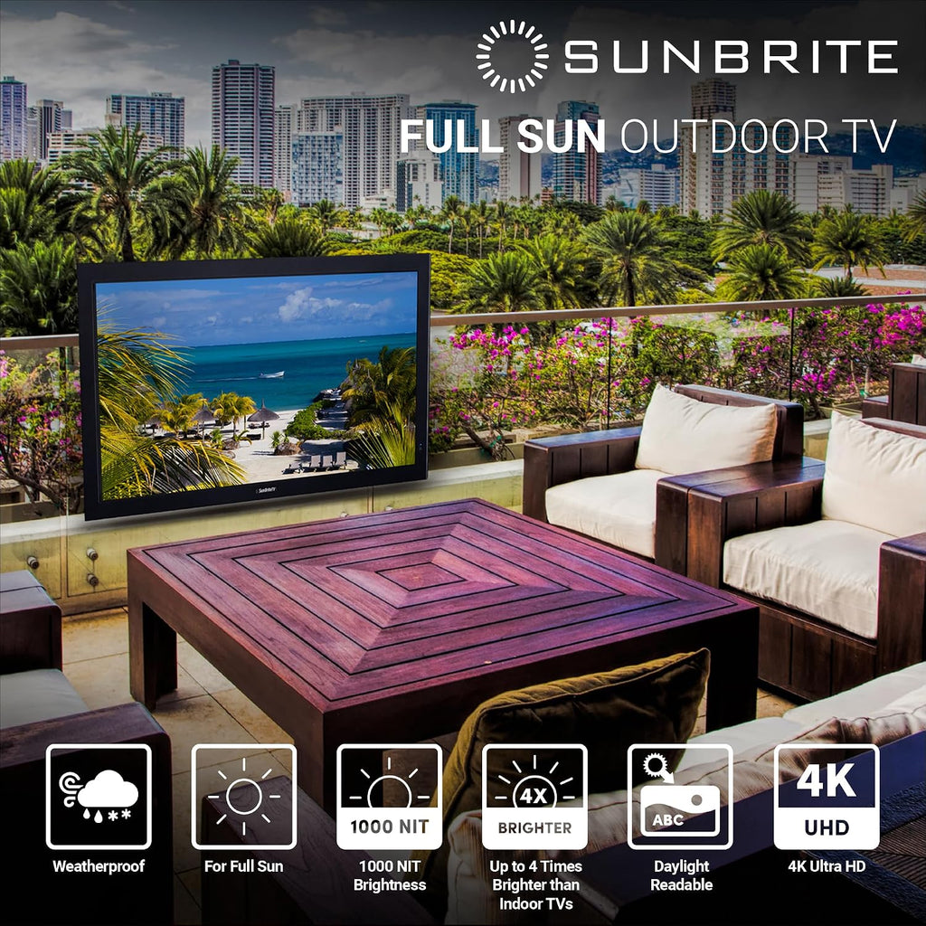 SunBrite 49-inch Outdoor Television 4K with HDR - Pro 2 Series - for Full Sun SB-P2-49-4K-BL
