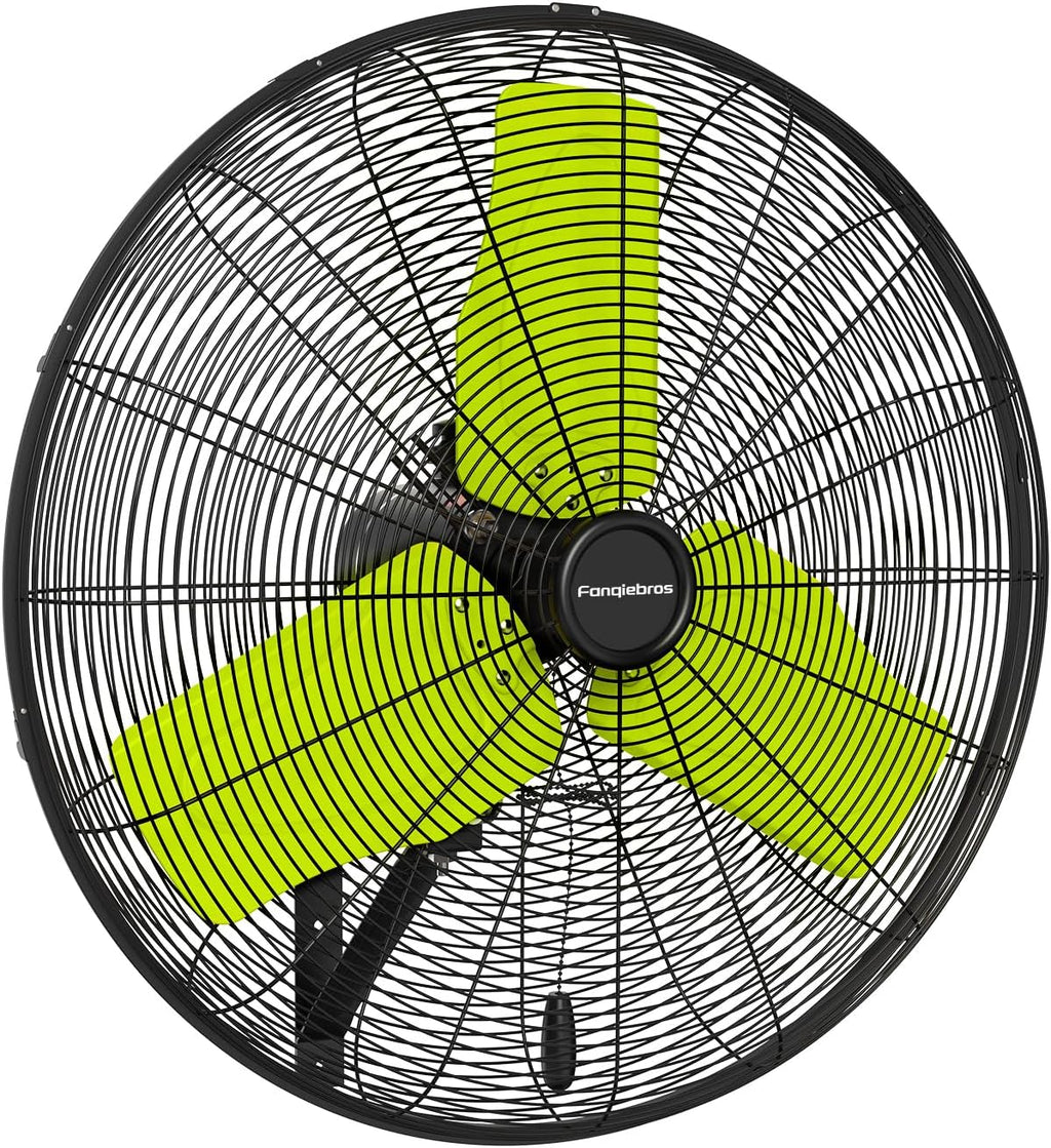 Pro 24' Industrial Wall Mount Fan, 9500 CFM High Velocity Metal Wall Fan, IP44 Waterproof Oscillating 3-Speed Outdoor Commercial Fan for Garage, Warehouse, Patio, Workshop