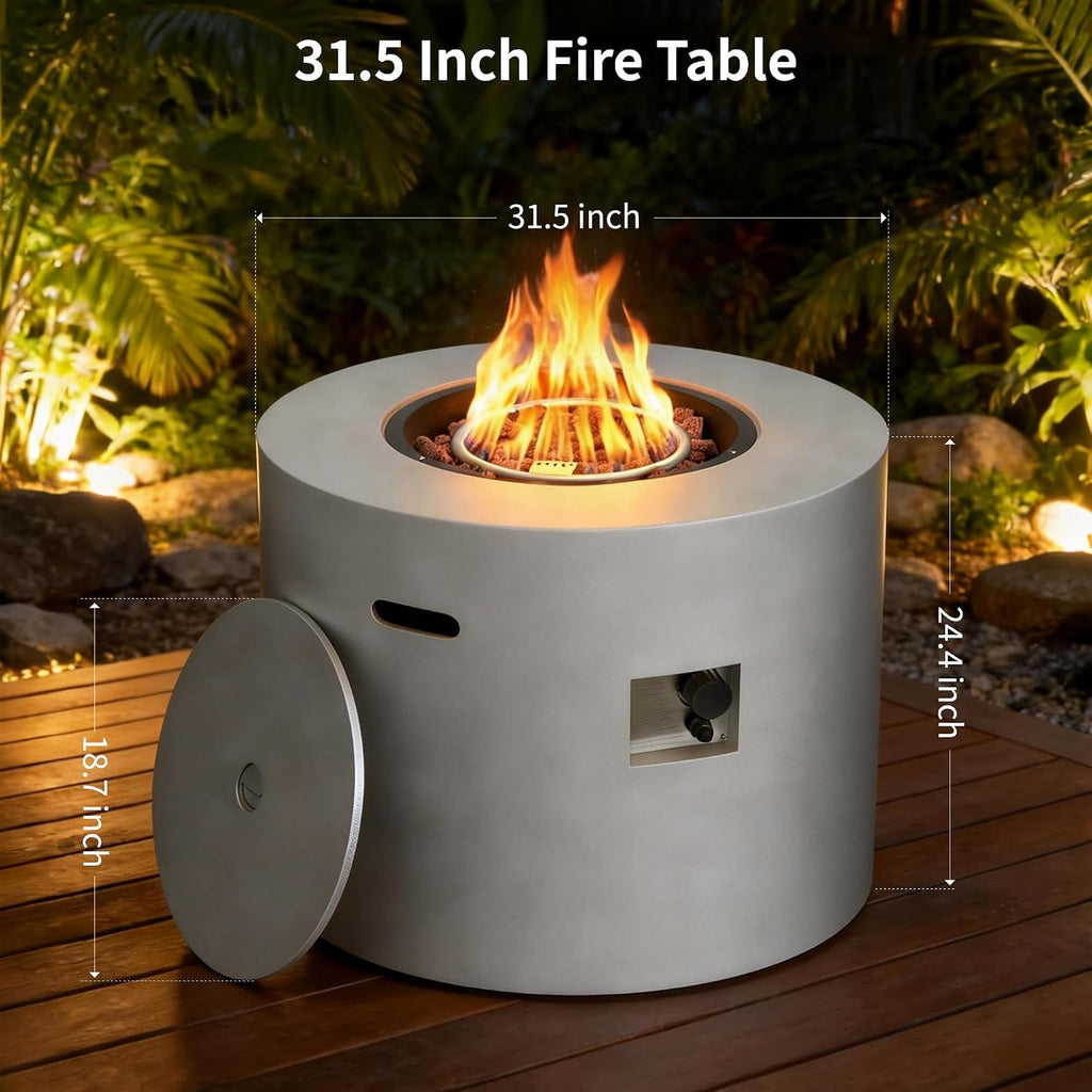HOTEAGLE 32' Propane Fire Pit Table Round, 50000 BTU Powerful Gas Firepit Table, CSA Certified, Ideal Outdoor Fire Pit for Dining, Party in Patio, Garden, Yard